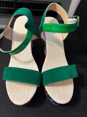 Green Women’s Ankle-Strap wedge Sandals